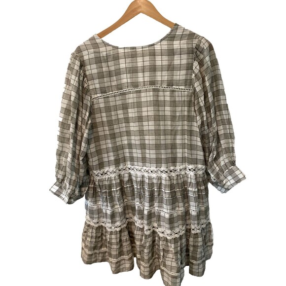 Free People Womens Time Out Ivory Eyelet V-Neck Tunic Top Shirt Large - Picture 6 of 8